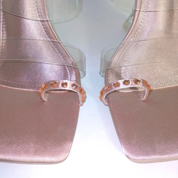 CAPE ROBBIN Champagne Bling Ring Toe Clear Heels- Size 8 - Picture 7 of 11